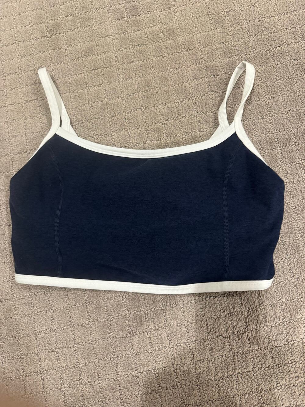 NWOT Beyond Yoga Spacedye New Moves High Cropped Tank in Navy/White SZ L